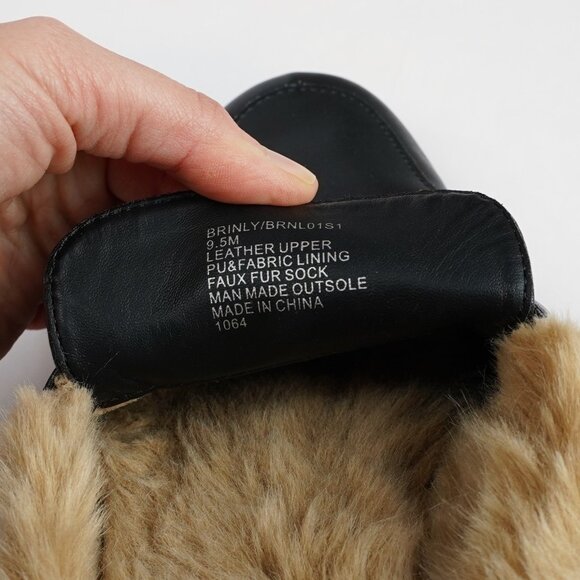 Steve Madden Khloe Faux-Fur lined Leather Mules Black Gold - Women's 9.5 - Picture 6 of 6